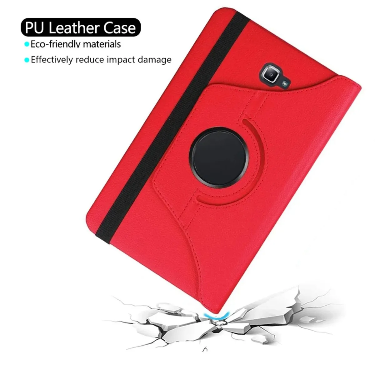 360 Rotation Tablet Case for Samsung Galaxy Tab A 10.1 SM-T580 SM-585 Litchi Pattern PU Leather Stand Cover Shell+Free Stylus