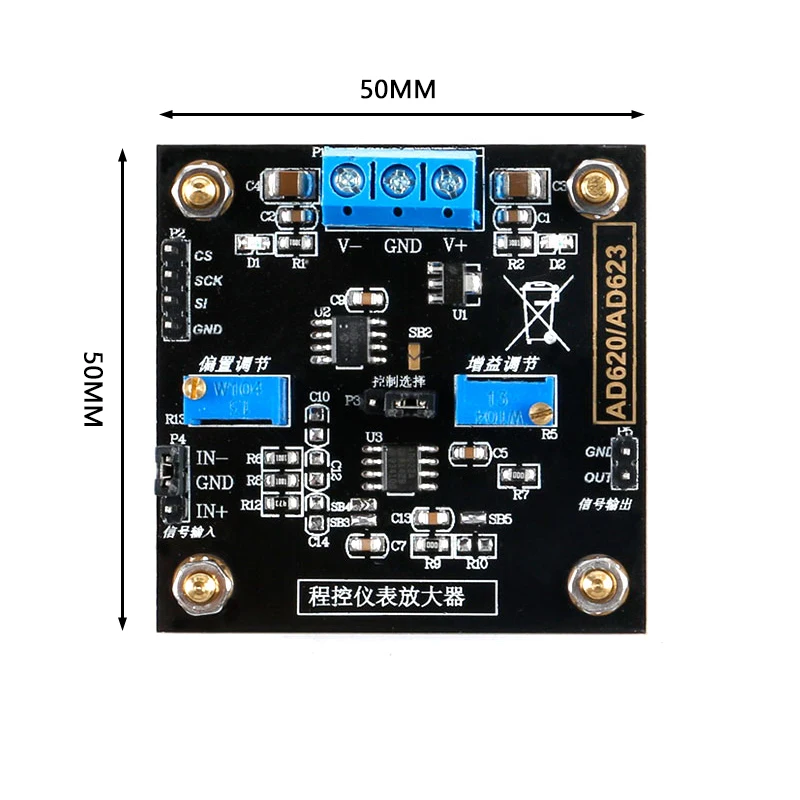 AD623 Instrumentation Amplifier Module Numerical Control MCP41100 Gain Adjustment Differential Model Programmable Amplifier