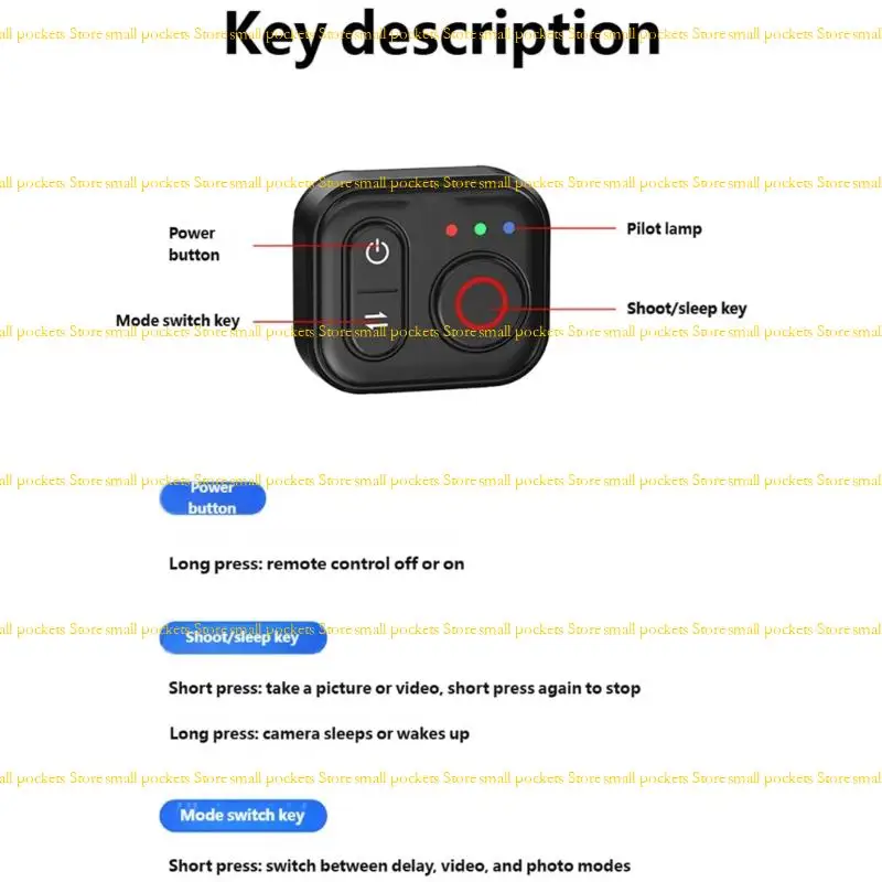 R1WD Quick Install Bluetooth-compatible Remote Control for Action4/5/6/osmo360 Camera Reliable Performances in Conditions