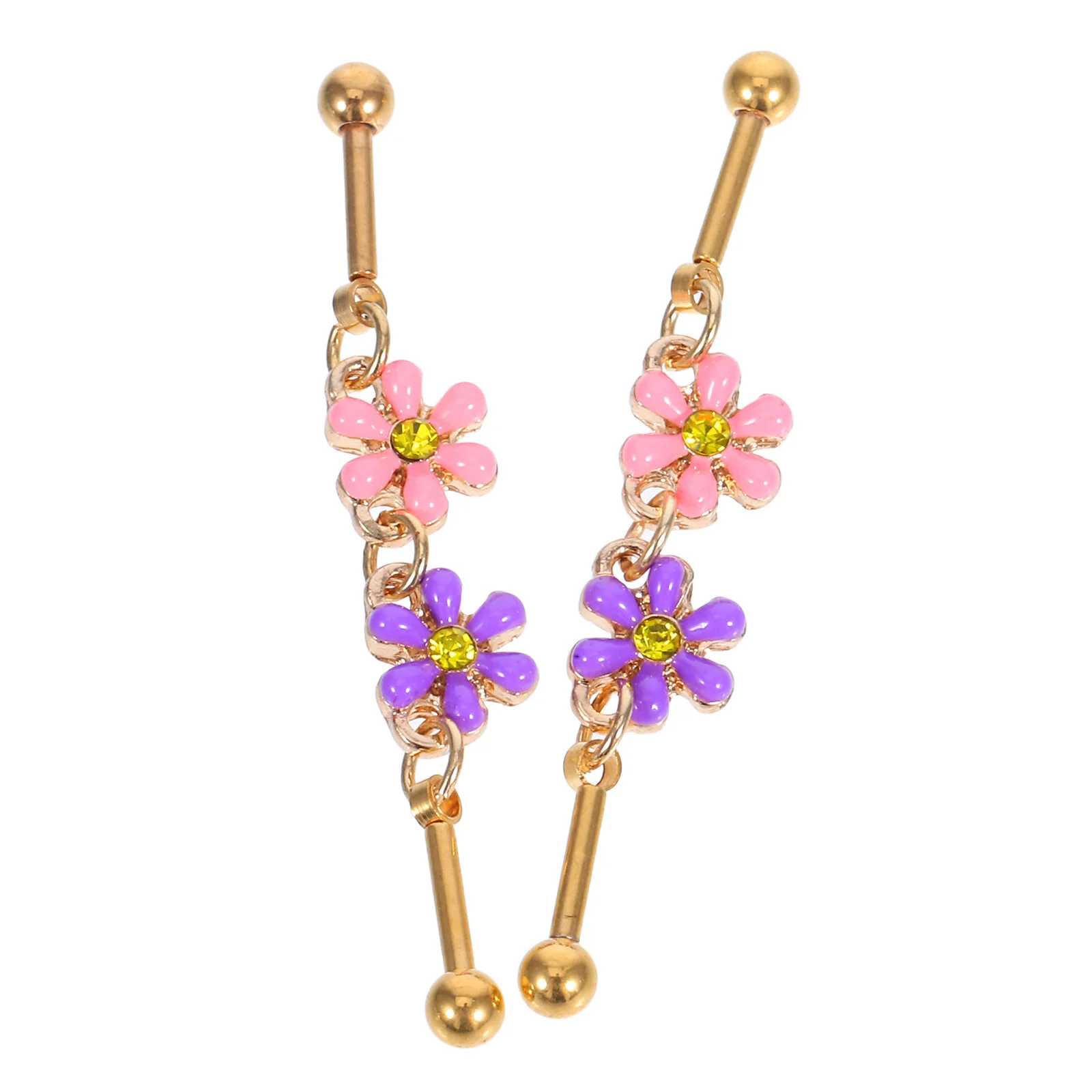 

2Pcs Rustic Farmhouse Cartilage Earrings Floral Pattern Lightweight Alloy Piercing Jewelry for Women Girls Ear Studs Earrings