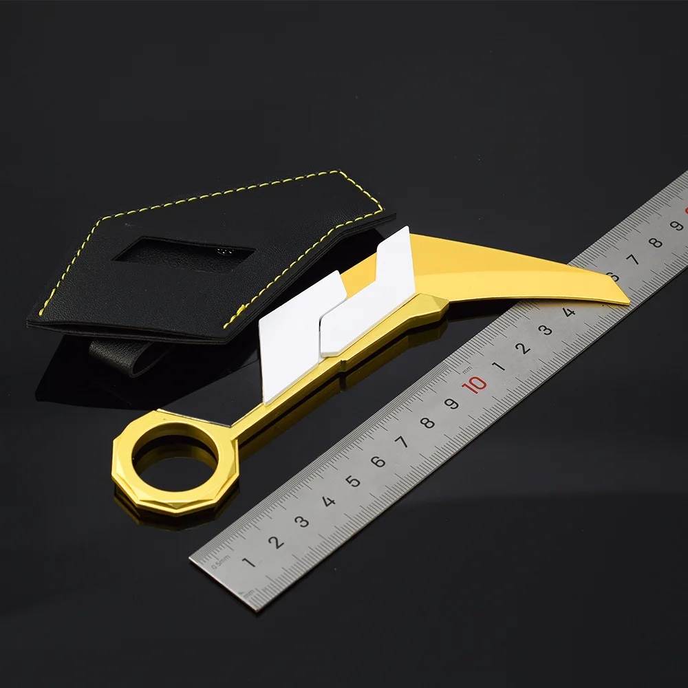 16cm6.3in Valorant Prime 2.0 Karambit Leather Case Version Game Peripheral Weapon Ninja Samurai Swords Metal Model Toys Gifts