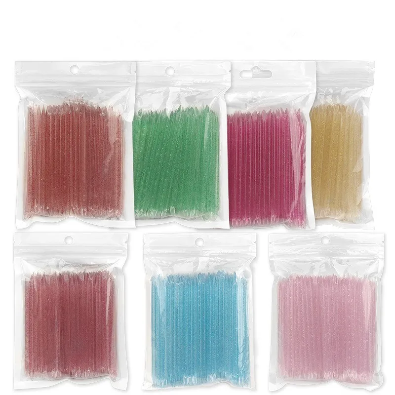 50/100 個クリスタルハンドルスティックダブルエンドネイルアートキューティクルプッシャーキューティクルリムーバーペディキュアケア爪再利用可能なマニキュアツール