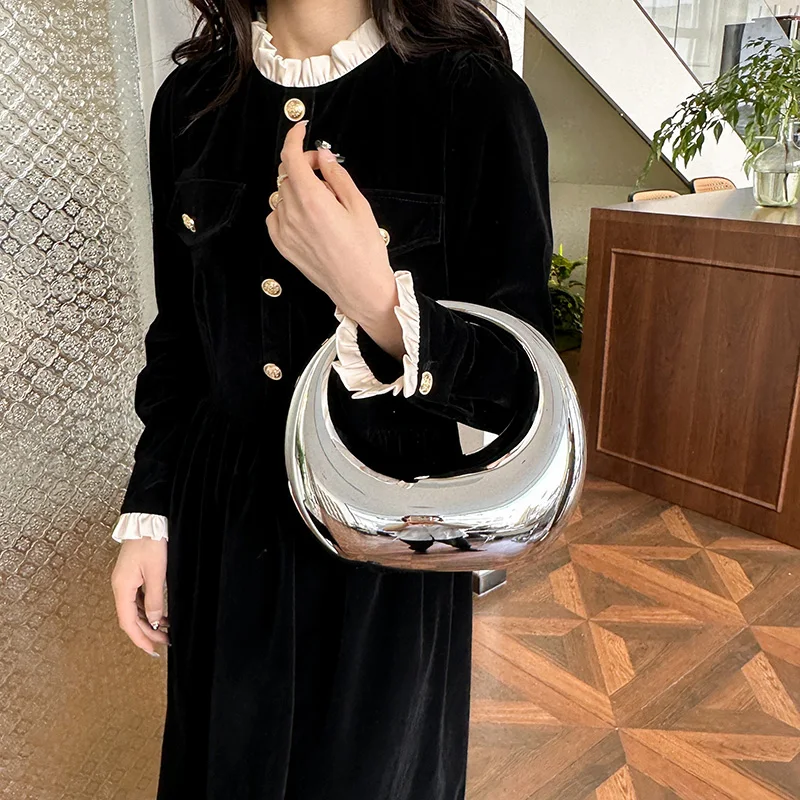 LEFTSIDE 2024 Acrylic Gold Silver Luxury Designer Evening Party Handbags and Purses High Quality Fashion Personality Tote Bag