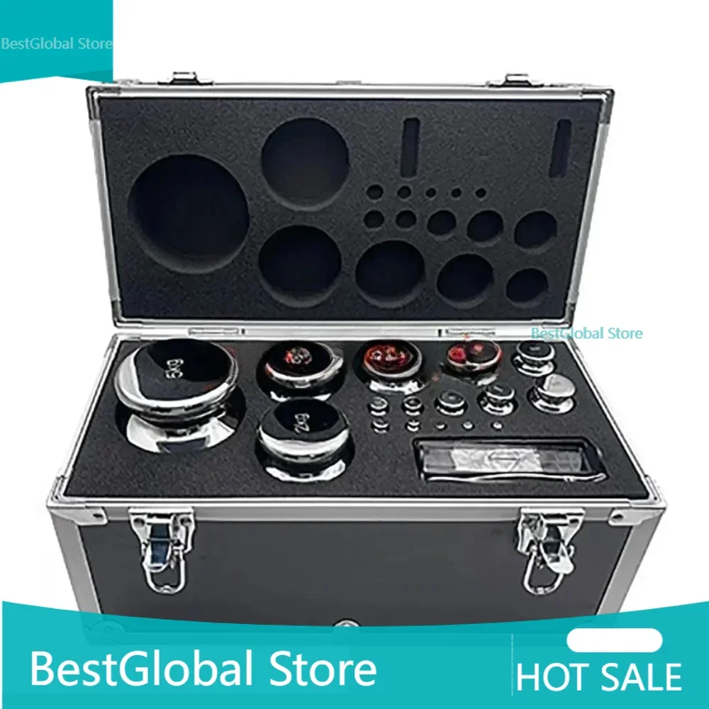 FirstCalibration Weights Kit Set Laboratory High Precision Gram Scale F1 Grade 28 Pcs 1mg-5kg 304 Stainless Steel Di