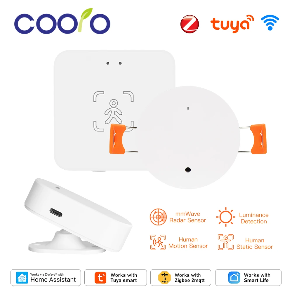 

Смарт-детектор присутствия человека Tuya Wi-Fi/ZigBee, радар обнаружения MmWave 24G, датчик движения для охраны дома, энергосбережение