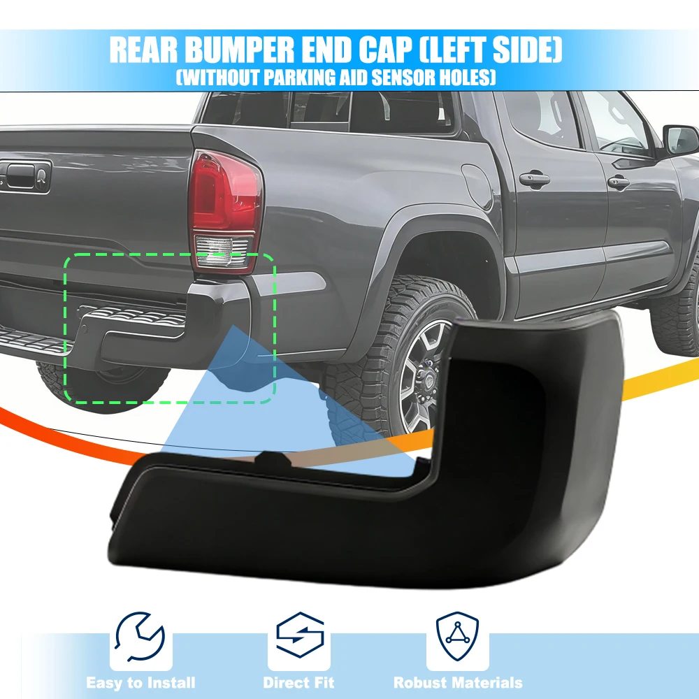 

Комплект из 2 накладок на угол заднего бампера для Toyota Tacoma 2016-2023, TO1104133, 5215504010, защитная накладка на задний багажник