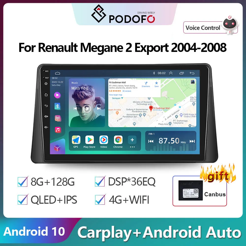 Podofo For Renault Megane 2 Export 2004-2008 Car Radio Multimedia Video Player Navigation stereo GPS Android No 2din 2 din dvd