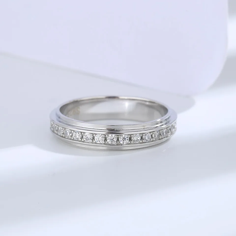 Couples 925 Sterling Silver Elegant White Zircon Ring Set