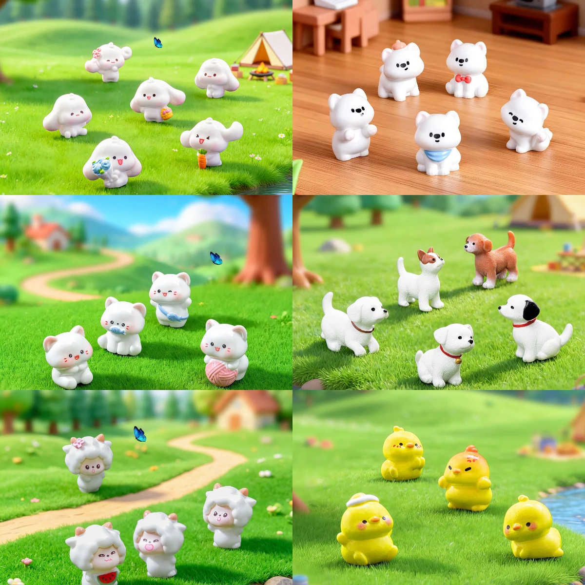 

100pcs Wholesale 3D Mini Dog Duck Lamb Resin Cute Animals Home Decoration DIY for Fairy Garden Landscape Dollhouse Accessories