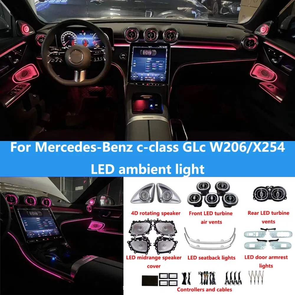 

For Mercedes-Benz C-Class GLC W206/X254 LED Turbo Vents Rotating Tweeter Ambient Light 64-color LED automotive ambient lighting