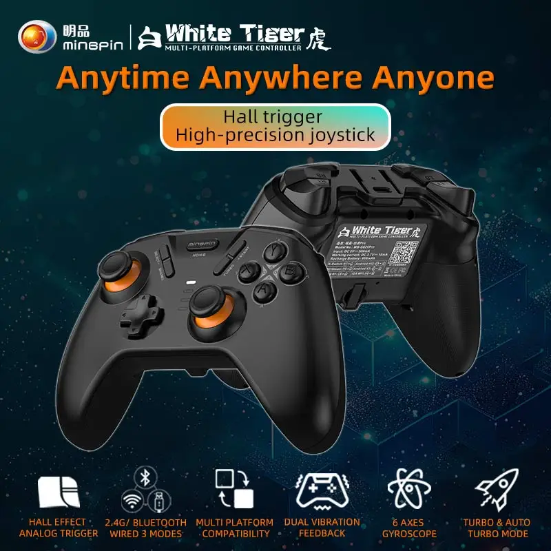 MingPin White Tiger S821 Pro Gaming Controller Hall Joystick Wireless Bluetooth Gamepad For Switch/PS4/Android/IOS/PC STEAM