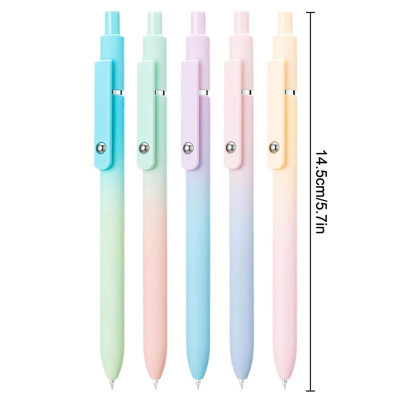 Set van 5 intrekbare gelpennen met sneldrogende zwarte inkt, fijne punt en soft-touch-ontwerp voor soepele schrijfprestaties