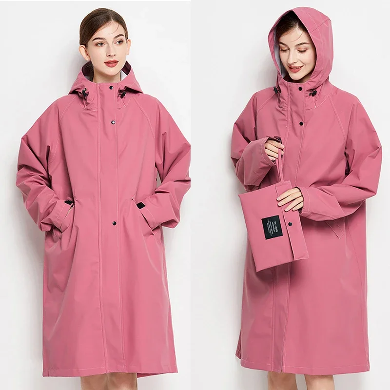 Rain Jackets for Women Waterproof, Raincoat Long Hooded Rain Coats Outdoor Windbreaker Trench Coat