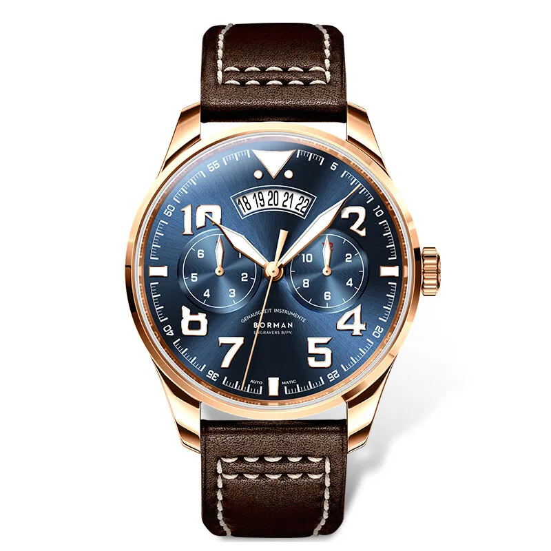 

BORMAN Mens Automatic Watches Luxury 42mm Mechanical Wristwatch Waterproof Luminous Sapphire Crystal Miyota 9122 Week Date Month