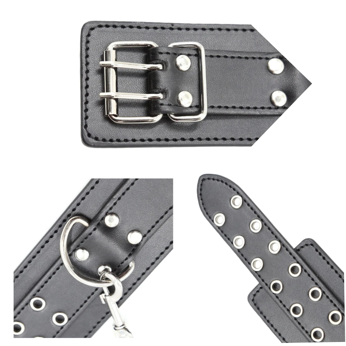 أصفاد وأصفاد من جلد البولي يوريثان الأسود أزياء لعبة ربط الحفلات مناسبة لإكسسوارات الأزياء التنكرية دعائم المسرح