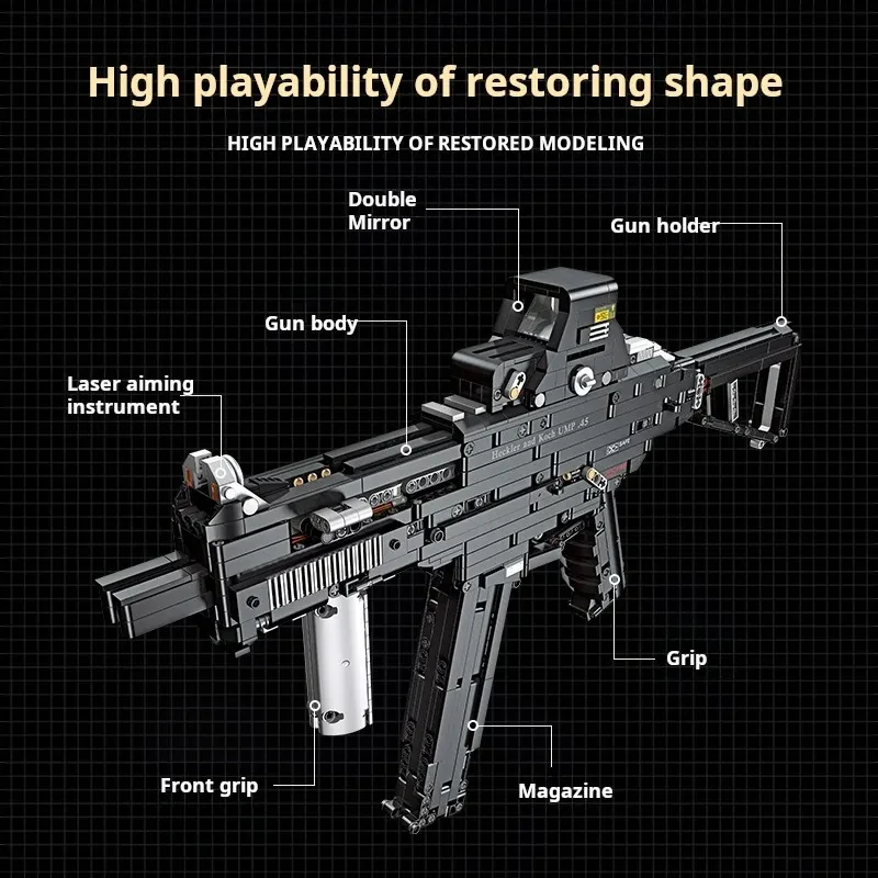Bloques de construcción de mitral, juguetes de colección de modelos de armas de fuego, adorno, decoración del hogar, ladrillos de montaje MOC, regalos creativos, 1609 Uds.