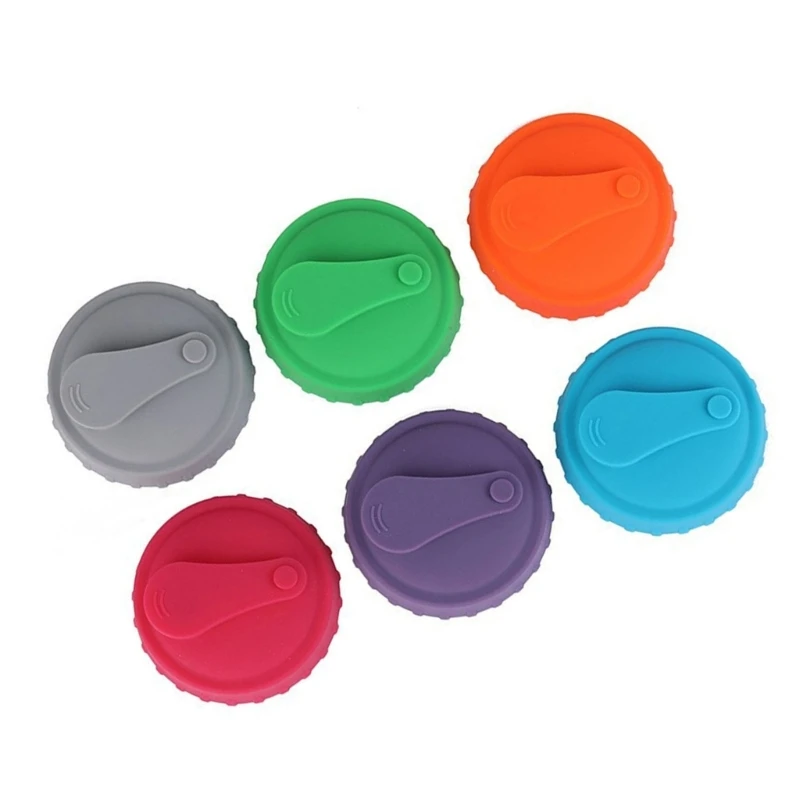 Set of 6 Silicone Beverage Can Lids Beer Can Caps Covers Portable Drink Sealers Assorted Color Lid Protectors Tool Dropshipping