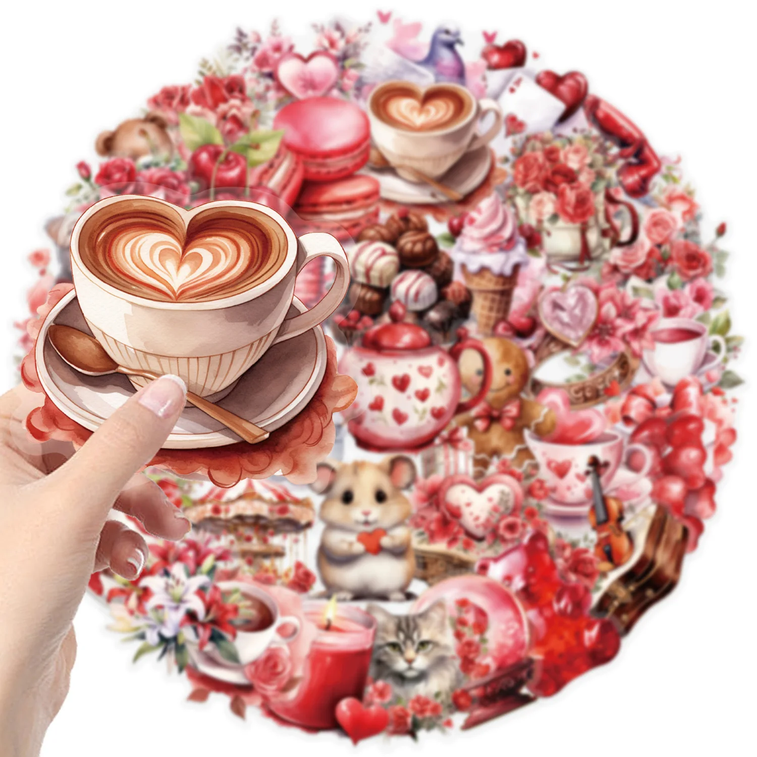 10/50pcs Red Confession Gift Stickers PET Cartoon Valentine's Day Decals Laptop Motorcycle Suitcase Notebook Waterproof Sticker