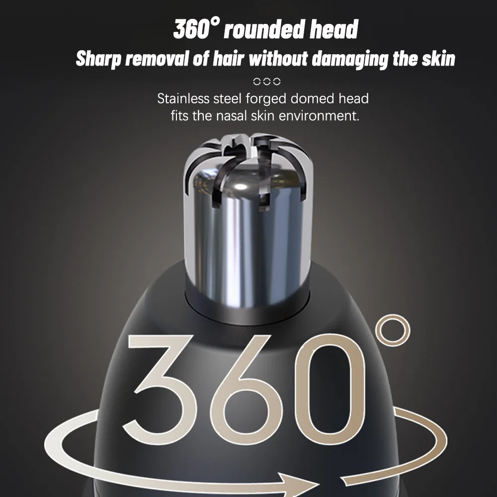 Nose Hair Trimmer for Men Rechargeable 360 Rotating Dual-Blade Electric Shaver Eyebrows Nose Hair Trimmer Painless Safe