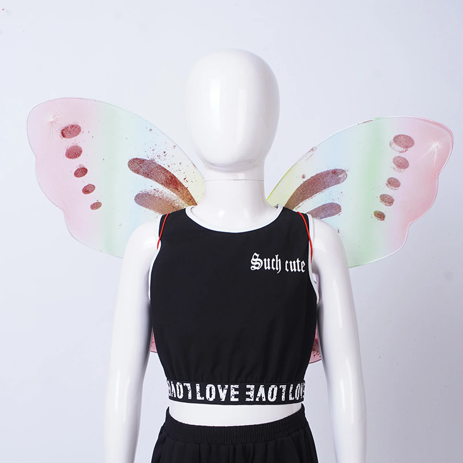 어린이 소녀 할로윈 나비 요정 엘프 코스프레 의상 탄성 어깨 끈 별 요정 지팡이 사진 소품