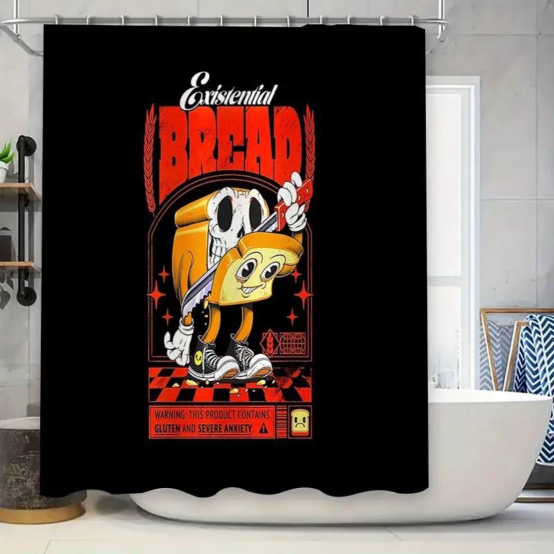 

Забавная занавеска для душа с хлебом, винтажный кухонный декор, ретро узор для выпечки, декор для ванной комнаты, настенный уникальный подарок, домашний декор