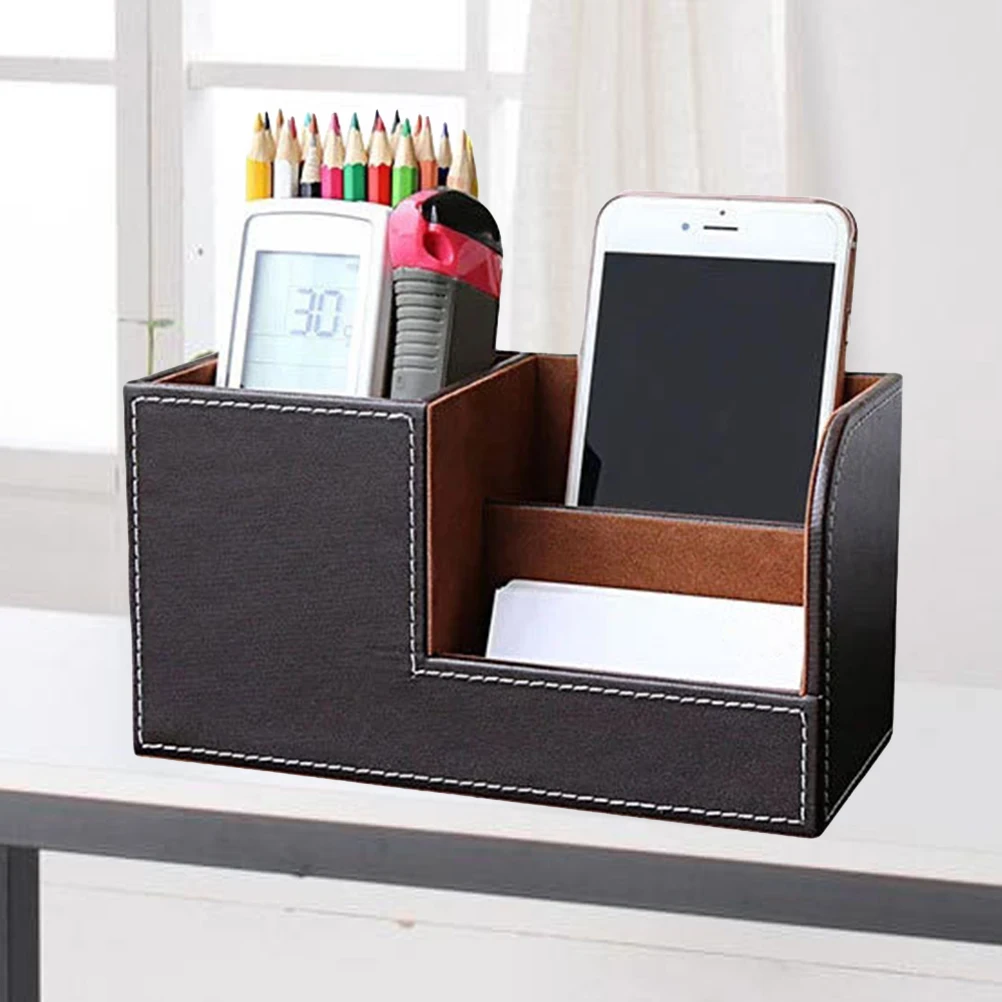 

Multifunctional Holder Storage Box For Office Home Pen Organizer Smooth Surface Black Color Pen Box Practical