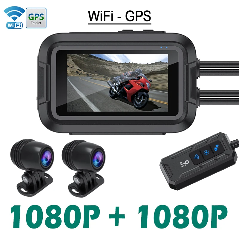 Dual 1080P motorfiets DVR full body waterdichte moto camera WiFi GPS dash cam voor achter rijden videorecorder black box - afbeelding 1