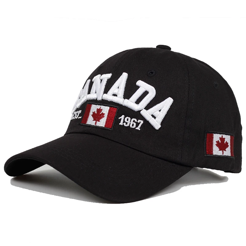 Men Baseball Hat Canada Flag Letter Embroidery Baseball Caps Cotton Gorra Snapback Curved Dad Hat Leisure Outdoor Sports Cap