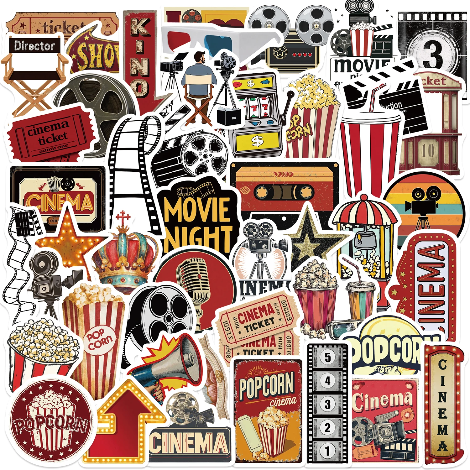 สติกเกอร์ลายกราฟฟิตี้สไตล์เรโทรสำหรับงานปาร์ตี้ 50 ชิ้น เหมาะสำหรับตกแต่งกระเป๋าเดินทาง กีตาร์ ของเล่น DIY รถยนต์ แล็ปท็อป โทรศัพท์ โน้ตบุ๊ก สติกเกอร์ PVC