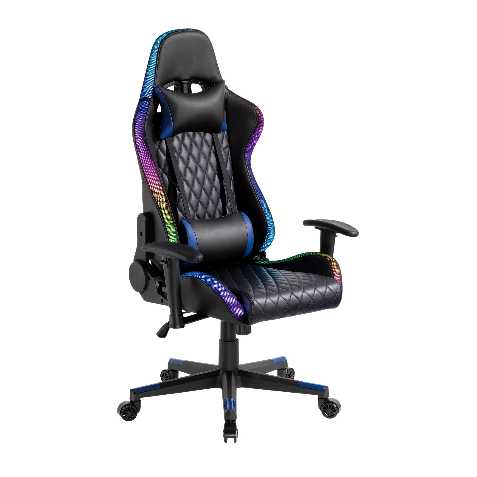 Rgb Gaming Chair - Büyük Elmas Desenli PU Oyun Lüks