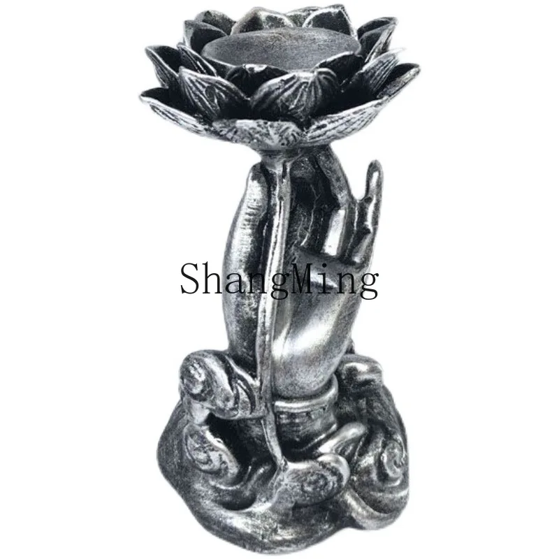 

PYH Buddha's Hand Crystal Ball Resin Base Fashion Creative Home Accessories Ornament Lotus Ball Seat Shelf Storage
