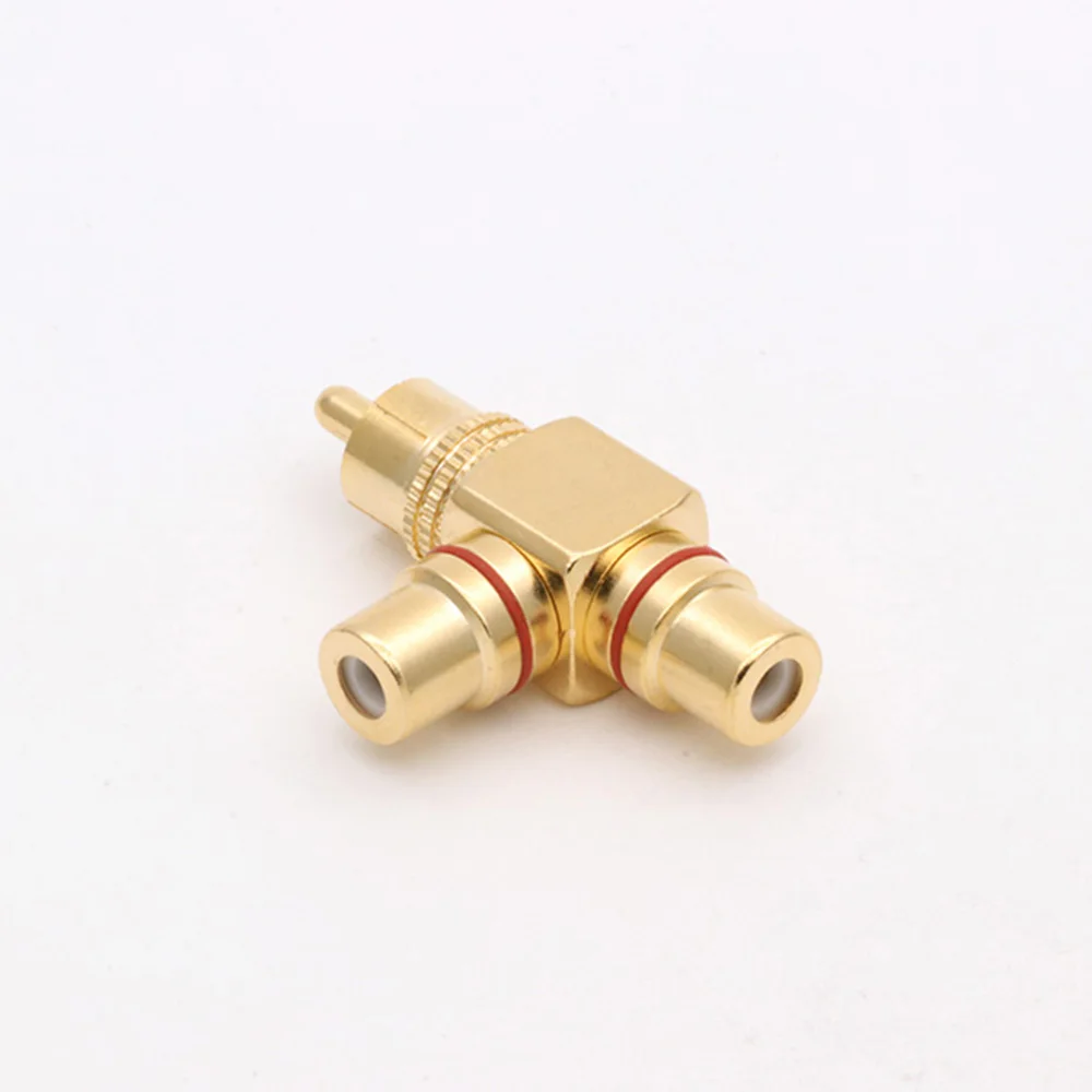 2pcs/1pair High Quality Gold Plated RCA Male to 2 Female RCA Splitter Adapter AV Video Audio T Plug RCA 3 way Plug R Connector