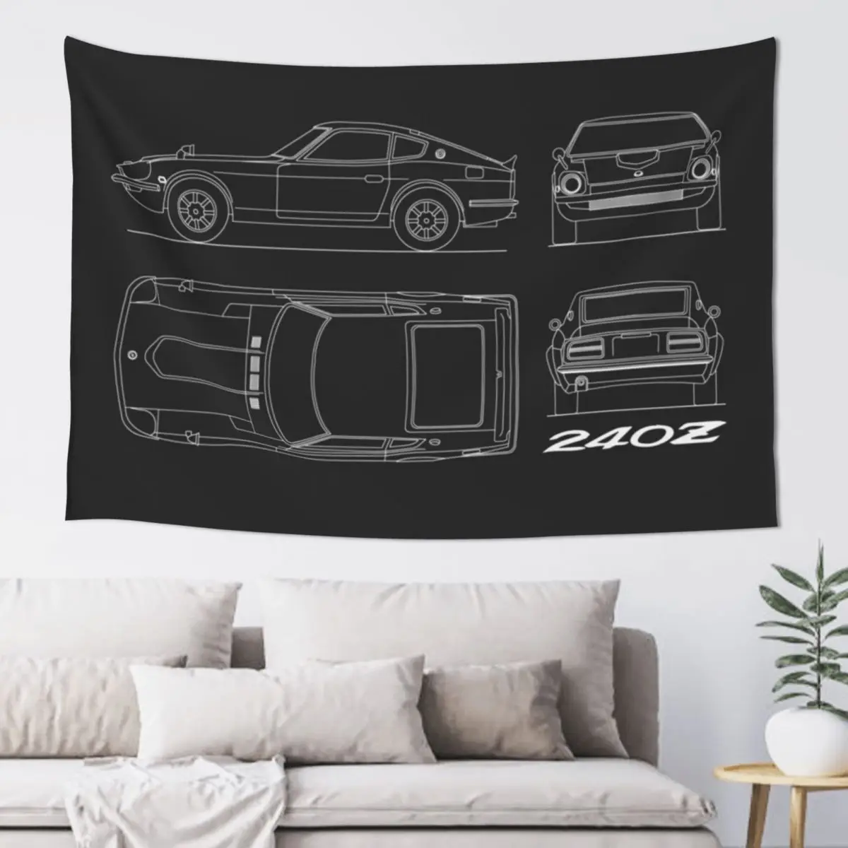 

The 240Z Blueprint Tapestry Home Decorations Aesthetic Aesthetic Room Decors Decorations For Room Tapestry