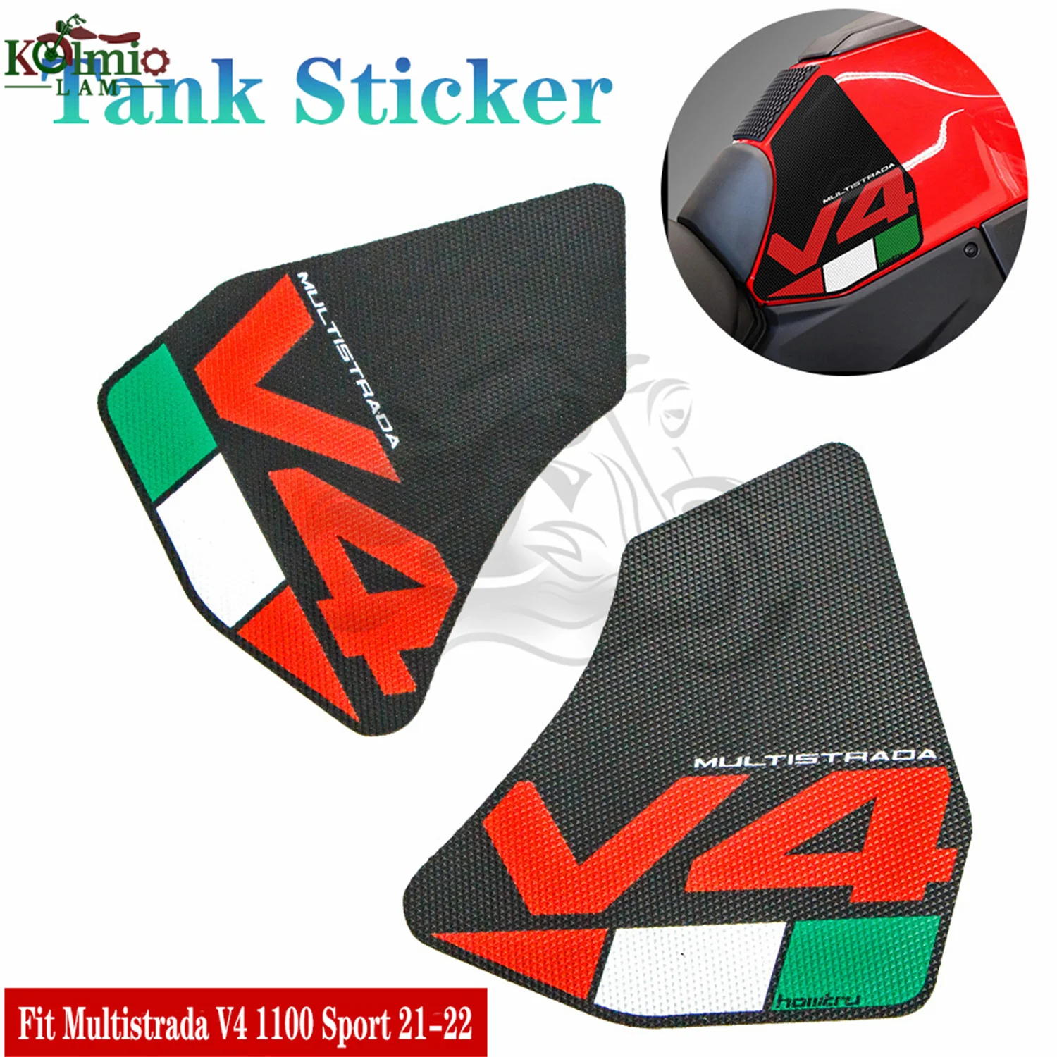 

Motorcycle Tank Traction Side Pad Gas Fuel Knee Grip Decal Fit for Ducati Multistrada V4 1100 Sport 1100S 2021 - 2022