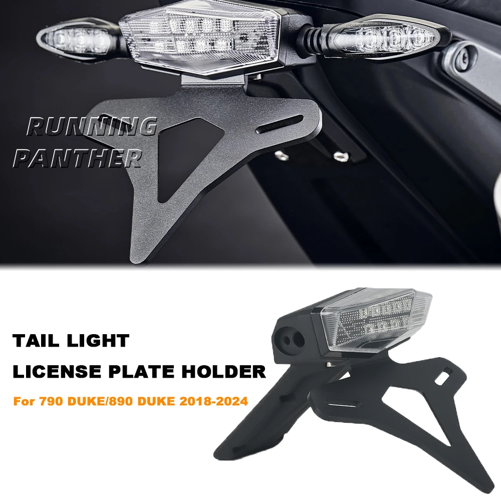 

For 790 890 2018-2024 Motorcycle Rear Short Tail Integrated Light Frame License Plate Rack Tail Frame Bracket
