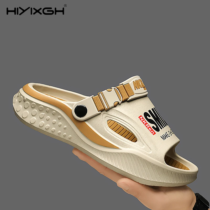 

Модные мужские уличные тапочки, пляжные сандалии, удобные шлепанцы для отдыха, мягкие сабо, мужская повседневная садовая обувь, мужские пляжные сандалии