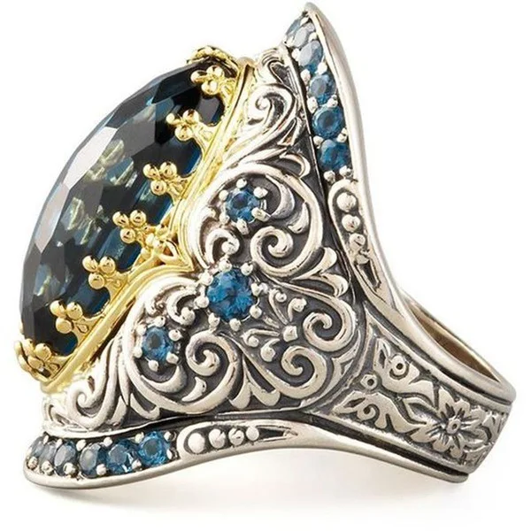 Top Rated S925 Sterling Silver Ring With 18K Yellow Gold Plating Topaz Color Perfect For Party And Engagement Moments
