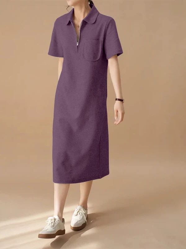 Col en pur coton Dr T-shirt mi-long décontracté pour femme Dr Or Sve longueur genou coupe ample grande taille Dr