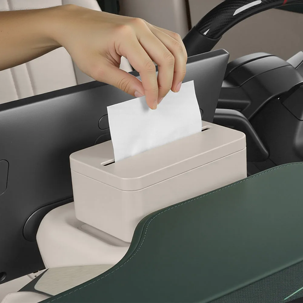 

Car Magnetic Tissue Box For Xiaomi SU7 YU7 SU 7 YU 7 2025 2026 Paper Towel Box Behind The Screen PU Leather Material