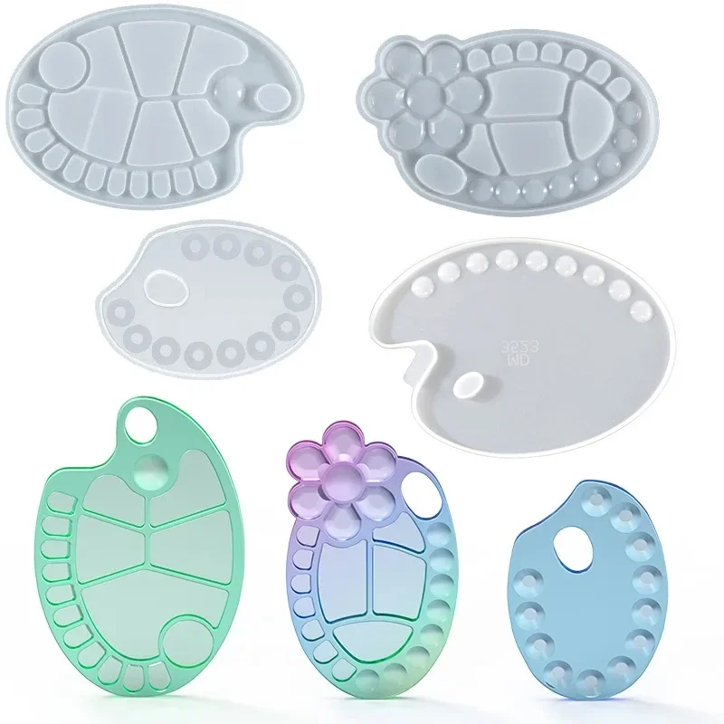 DIY Transparent Paint Palette Resin Mold Drawing Board Epoxy Silicone Moulds Oval Shape Art Supplies Palette Painting UV Molds