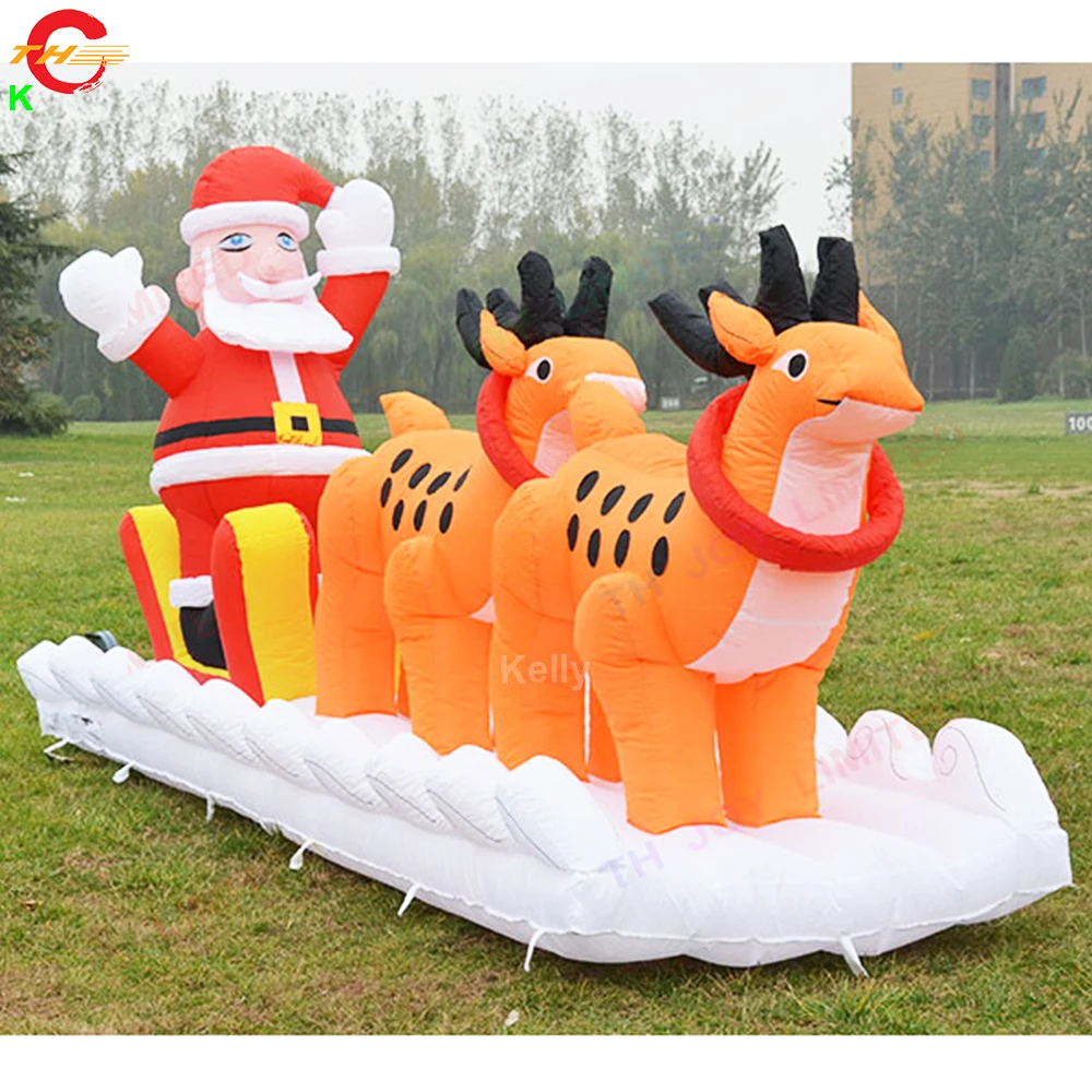 

Free Door Shipping Santa Claus Riding Inflatable Sledge for Christmas Advertising Xmas Festival Decoration