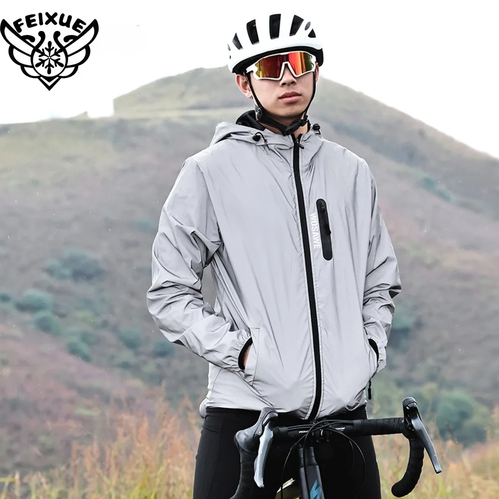 

Full Reflective Jacket with Hoodie High Visibility Waterproof Wind Breaker Men Women Hiking Cycling Running Safety Vest