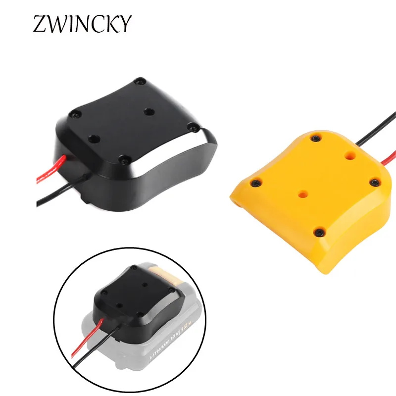 Connettore di alimentazione Dock per montaggio a batteria 10.8V-12V con connettori per cavi 14Awg strumento adattatore per batteria Dewalt nero e giallo