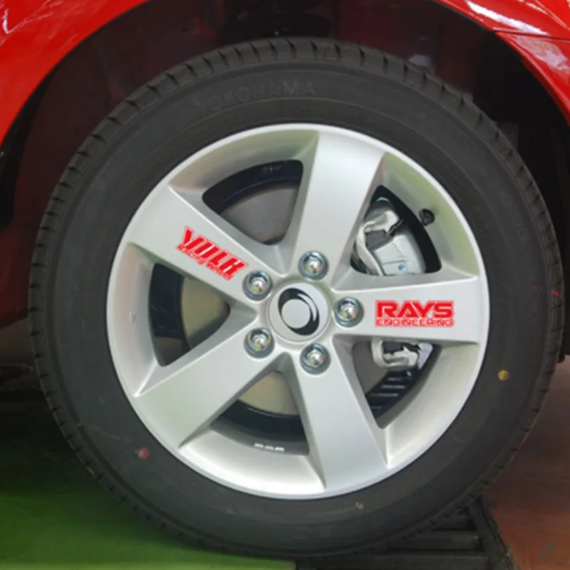 Volk-pegatina de radios para rueda de carreras, calcomanía de llantas de ingeniería, accesorios de estilo de coche, 4 piezas