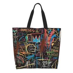 Reusable Vectorised Famous New York Street Art Shopping Bag Shoulder Canvas Tote Bag Durable Basquiats Grocery Shopper Bags