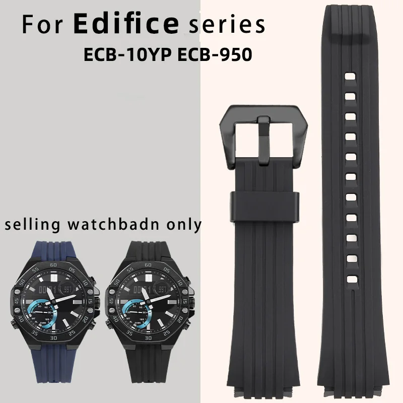 For Casio Edifice Metal Series ECB-10YP-1A ECB-950 Metal Octagonal Replacement Resin Silicone Watch Strap Men's Accessories