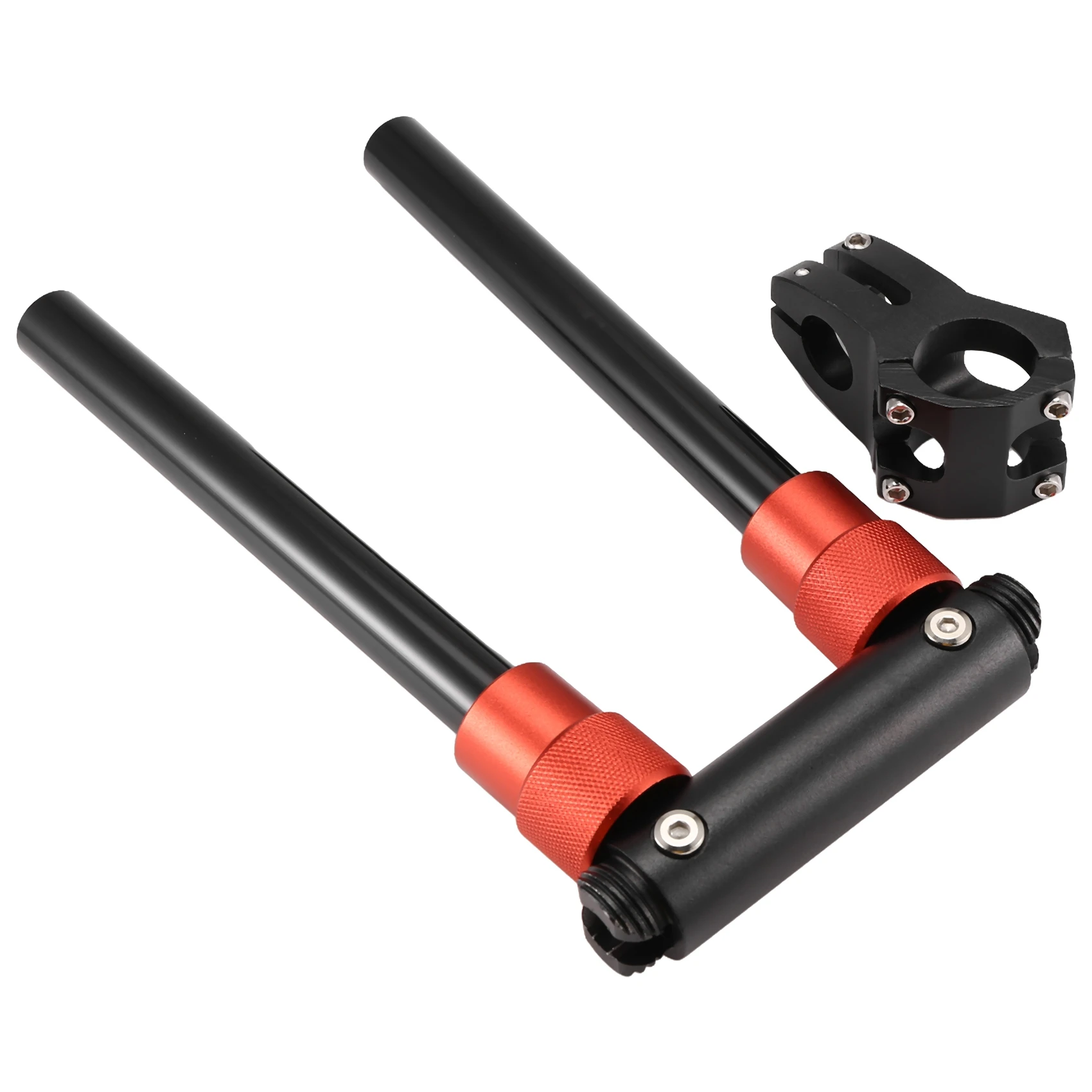 Folding Handle Bar 90 Degree Fold Electric Bicycle Handlebar for KuGoo M4 Electric Scooter Black Red 23.5mm