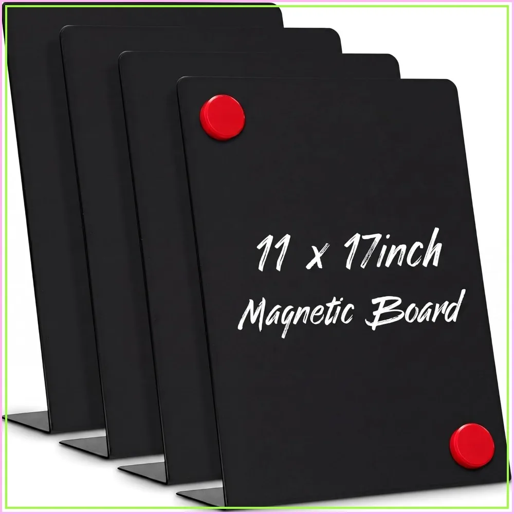 4 Pack Magnetic Board Stand, 11x17 Inch Metal Bulletin Board with Easel for Home Office Kitchen School
