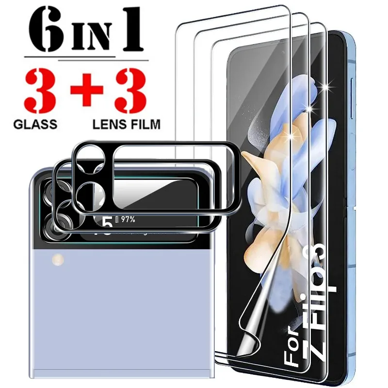 Soft Hydrogel Film for Samsung Galaxy Z Flip 3 Clear Screen Protector Tempered Glass for Samsung Z Flip3 ZFlip3 Back Camera Lens