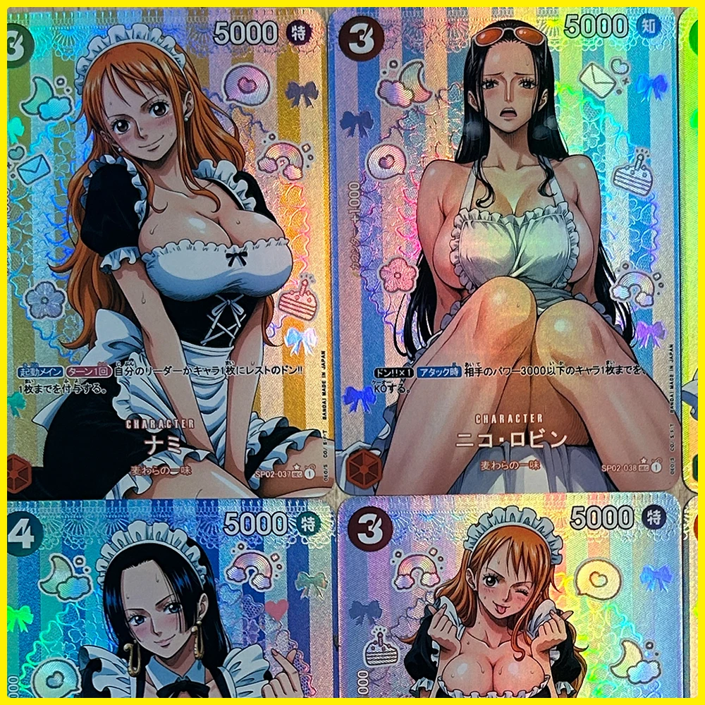 

BLBU OPCG Collection Cards Zoro Boahancock Nami Anime Character Archetypes Sexy Aprons One Piece Color Flash Cards Child Gifts